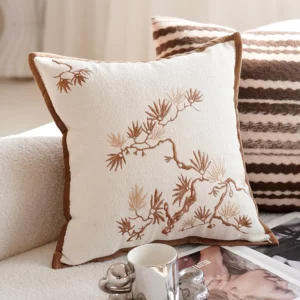 45x45CM Retro Throw Pillow Cover Bamboo Leaf Light Luxury Stamping Waist Cushion Cover Decor Home Decorative Pillowcase - Image 4