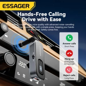Essager Bluetooth 5.1 Audio Receiver Transmitter 3.5MM 3.5 AUX With Mic Stereo Music Wireless Adapter For PC TV Car Speakers - Image 3