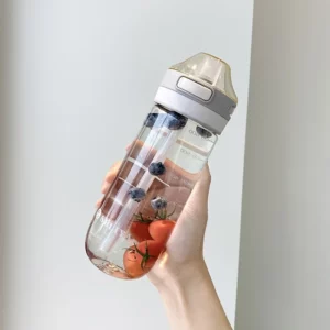 500ml Transparent Plastic Straw Water Cup,Portable Anti-fall Scale Sports Water Bottle,Suitable for Outdoor Sports, Activities - Image 2