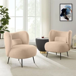 MOMO Nordic Fabric Living Room Small Apartment Beauty Salon Hotel Lamb Velvet Technology Cloth Simple Single Sofa Chair - Image 2