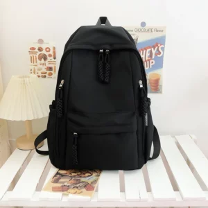Solid Color Large Capacity Twist Rope Zipper Simple School Bag Backpack 2024 Hot Sale Bags for Girls and Boys Mochilas Escolares - Image 4