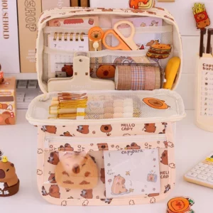 Capybara Multi-Layer Large Capacity Pencil Case Cartoon Stationery Organizer Cute Multi-Functional Pen Pouch for School Supplies - Image 2
