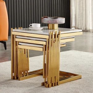 Classic design stainless steel table sets indoor furniture hotel use coffee - Image 3