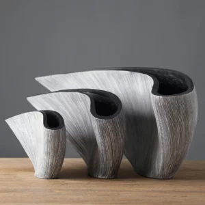 Nordic Fan-shaped Resin Vase Model Room, Soft Decoration, Hotel Home, Living Room, Simulated Floral Tabletop Decoration - Image 3