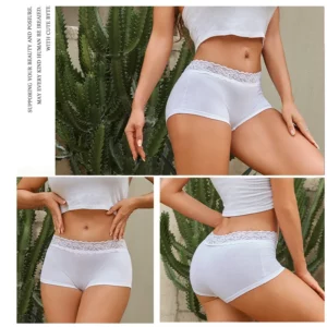 3Pcs Women's Lace Panties Boxers Cotton Seamless Boxer Underwear Female Solid Color Briefs Cozy Lingerie Intimate Underpant S-XL - Image 5
