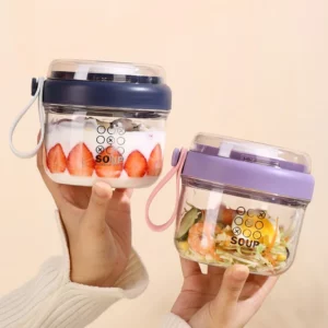 650ml Portable Handheld Breakfast Cup Yogurt Bowl Leak Proof Salad Bento Lunch Box With Spoon - Image 1