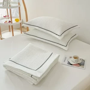 French Style Skin-friendly Summer Blanket Set Elegance Princess Bubble Yarn Quilted Duvet Lightweight Air Conditioning Quilt - Image 5