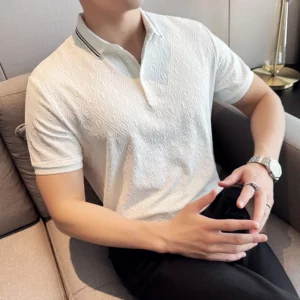 Brand Clothing Men's Summer High Quality Knitted Polo Shirts Man Slim Fit Fashion Short Sleeve Polo Shirts Man Tees 3XL-M - Image 5