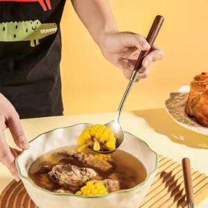 Walnut Handle Kitchen Utensils Stainless Steel Cake knife Shovel Pan Shovel Rice Spoon Soup Ladle Restaurant Service Component - Image 4