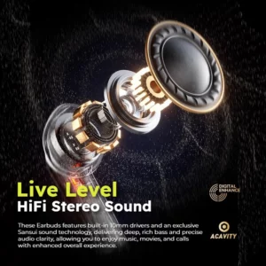 Sansui W23 ANC Bluetooth 5.4 Earbuds -35dB Noise Cancelling 360° Spatial Sound 27H Playtime Earphones with 4-Mic ENC HD Calls - Image 3