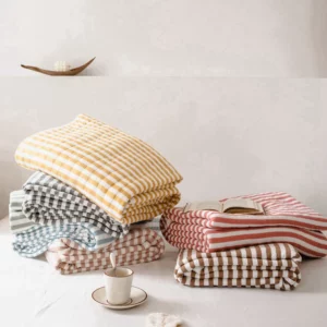 Summer Autumn Thin Quilt 100% Cotton Blankets Striped Knitted Comfortable Washable Bed Blanket Quilting Suitable for Adults Kids - Image 5