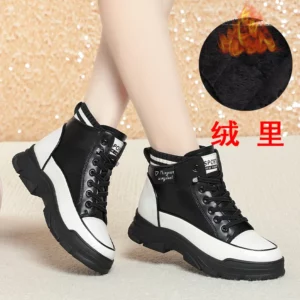 Winter High Top Chunky Warm Women Boots New Plus Velvet Cotton Shoes Side Zipper Modern Causal Soft Ankle Short Boots - Image 5