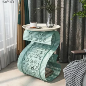 Innovative Metal Art Sofa Stand Minimalist S-Shaped Holder Family Space Coffee Desk with Storage Balcony Furniture - Image 1