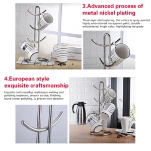 1Pc Practical Desktop Coffee Cup Holder Kitchen Tea Mug Hanging Storage Drain Rack Stand Glass Home Supplies - Image 3