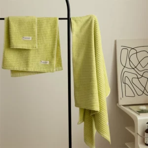 Plant Green Yellow 3D Stripes Cotton Towels Refreshing Summer Breathable Absorbent Towel Face towel Beach Bathroom Bath Towel - Image 4