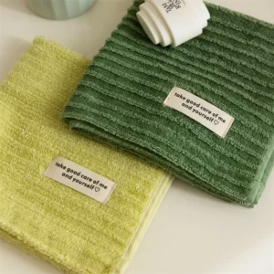 Plant Green Yellow 3D Stripes Cotton Towels Refreshing Summer Breathable Absorbent Towel Face towel Beach Bathroom Bath Towel - Image 2