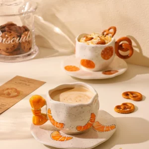 Ceramic Mug Girl High Beauty Couple Water Cups High-End Exquisite Latte Coffee Cup with Plate Set Creative Gifts for Friends - Image 3