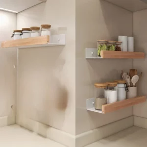 Bathroom Storage Shelves,Wooden bathroom Rack Wall-Mounted Punch-Free, Seasoning Board shower Storage Rack,bath shelf organizer - Image 5