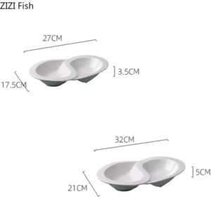 Creative Double Grid Ceramic Plate Japanese Sashimi Sushi Plate Restaurant Decorative Dessert Plate Home Kitchen White Tableware - Image 5