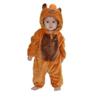 Baby Onesies Capybara Kigurumi Warm Romper Newborn Boy Girl Clothes Halloween Animal Costumes Cartoon Outfit Kawaii Jumpsuit - Image 2