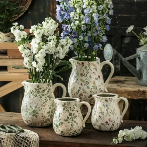 Kettle Ceramic Vase Decoration Living Room Flower Arrangement Hydroponic Ware French Style Retro Pastoral Style Advanced Sense - Image 2
