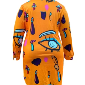 LW Plus Size dresses Casual Print Shirt Dress Autumn Casual Loose Dress Women Elegant midi dress long sleeve Fashion shirt dress - Image 4