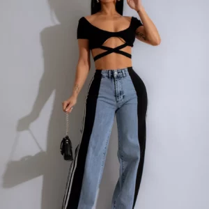 Wide Leg Jeans Cargo Pants Sexy Women High Waist Elegant Streetwear Denim Casual Straight Trousers - Image 4