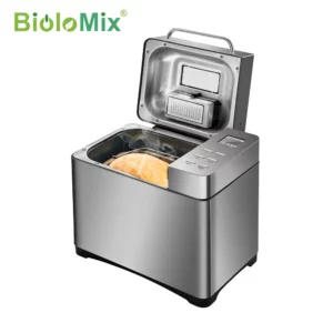 Biolomix Stainless Steel 1KG 19-in-1 Automatic Bread Maker 650W Programmable Bread Machine with 3 Loaf Sizes Fruit Nut Dispenser - Image 3
