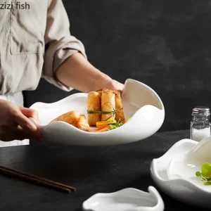 Ceramic Dinner Dish Steak Plates Creative Household Irregular Shaped Tableware Pasta Plate Modern Hotel Restaurant Dessert Trays - Image 4