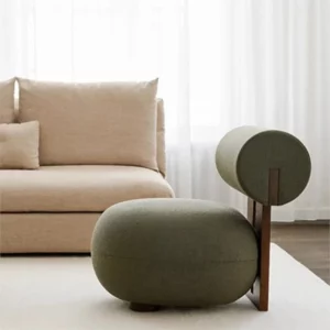 Household Nordic Solid Wood Single Sofa Chair Light Luxury Customizable Living Room Chair Simple Woolen Velvet Leisure Chair New - Image 4