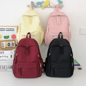 Solid Color Large Capacity Twist Rope Zipper Simple School Bag Backpack 2024 Hot Sale Bags for Girls and Boys Mochilas Escolares - Image 5
