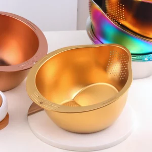 Rice Washer 304 Stainless Steel Pasta Strainer Bowl Portable Vegetable Colander Kitchen Fruit Drain Bowl Rice Washing Basket - Image 2