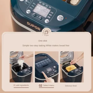 SUPOR Automatic Bread Maker with Large Capacity for Home Use and Dough Kneading Multifunctional with Intelligent Fruit Feeder - Image 6