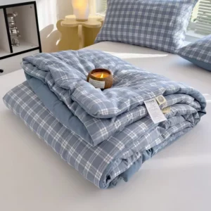 Fresh Plaid Summer Quilt High Quality Double-sided SummerQuilts Queen Bed Quilt Simple Luxury Comforter Thin BedCover Bedding. - Image 5