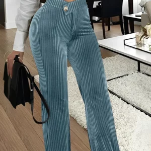 CM.YAYA Women Streetwear Corduroy Zipper Fly V-low Waist Straight Wide Leg Trousers 2023 Autumn Winter Fashion Pants - Image 4