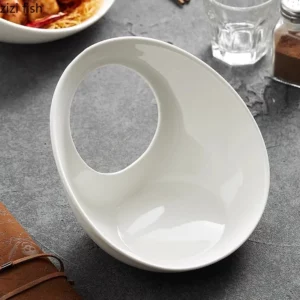 Pure White Ceramic Plate Special-shaped Dessert Plate Salad Plates Snack Plates Restaurant Artistic Conception Tableware - Image 3