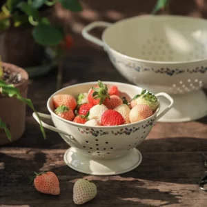 Home Draining Bowl for Fruits Washing Plates Floral Flower Metal Salad Kitchen Basket Snacks Storage Dishes Tableware - Image 2