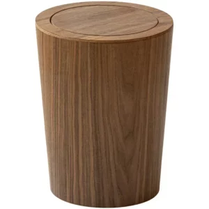Wooden Style Minimalist Wooden Trash Bin Creative Home Homestay Hotel Living Room Bedroom with Lid Flip Paper Basket - Image 5