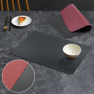 PVC Double-sided Leather Dining Table Mat, Desktop Decoration, Home Dining Plate Mat, Anti Slip Bowl Mat, Thermal Insulation Mat - Image 6
