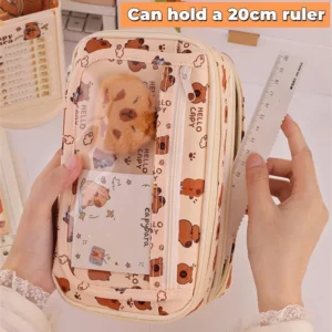 Capybara Multi-Layer Large Capacity Pencil Case Cartoon Stationery Organizer Cute Multi-Functional Pen Pouch for School Supplies - Image 4