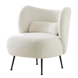 MOMO Nordic Fabric Living Room Small Apartment Beauty Salon Hotel Lamb Velvet Technology Cloth Simple Single Sofa Chair - Image 5