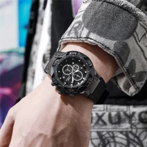 Men's Sports Military Large Dial Quartz Watch Fashion 2024 New Gray Silicone Men Gift Watches - Image 4