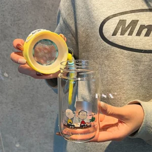 380Ml Anime Cartoon Snoopy Large Capacity High Borosilicate Glass Tea Water Separator Cup Kawaii Office Couple Cup Cute Tea Cup - Image 4