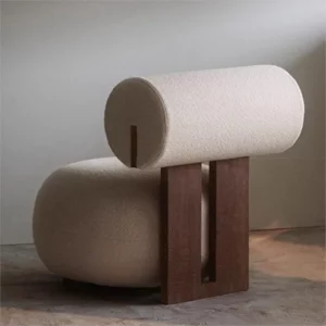 Household Nordic Solid Wood Single Sofa Chair Light Luxury Customizable Living Room Chair Simple Woolen Velvet Leisure Chair New - Image 3