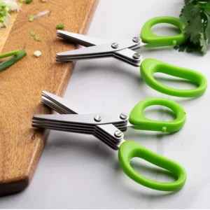 1PC Multi-Functional Stainless Steel 3/5 Layer Kitchen Scissors Pepper Shredded Chopped Scallion Cutter Laver Cut Cooking Tool - Image 4