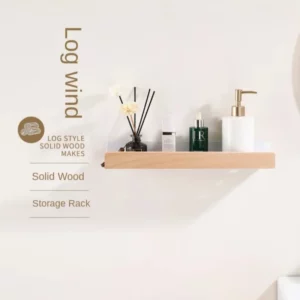 Bathroom Storage Shelves,Wooden bathroom Rack Wall-Mounted Punch-Free, Seasoning Board shower Storage Rack,bath shelf organizer - Image 2