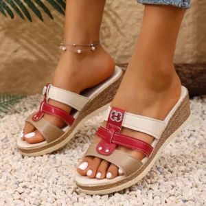 Summer Fashion Thick-Soled Women's Slippers 2025 New Wedge-Trendy Women's Shoes High Quality 36-43 Large Size Casual Slippers - Image 1