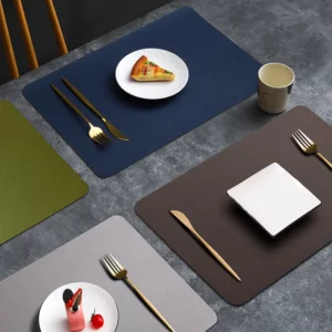 PVC Double-sided Leather Dining Table Mat, Desktop Decoration, Home Dining Plate Mat, Anti Slip Bowl Mat, Thermal Insulation Mat - Image 2