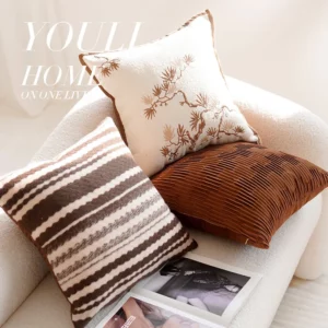 45x45CM Retro Throw Pillow Cover Bamboo Leaf Light Luxury Stamping Waist Cushion Cover Decor Home Decorative Pillowcase - Image 3