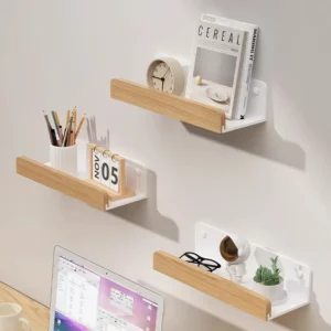 Bathroom Storage Shelves,Wooden bathroom Rack Wall-Mounted Punch-Free, Seasoning Board shower Storage Rack,bath shelf organizer - Image 6
